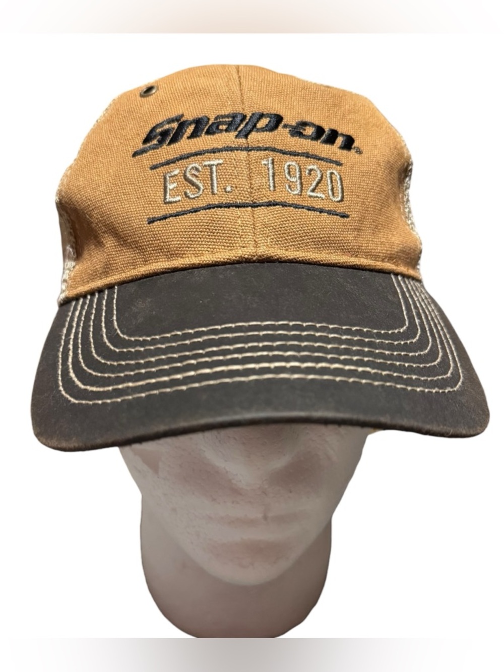 Snap On Tools Est 1920 Brown Tan Baseball Hat Cap Mechanic Trucker Mesh